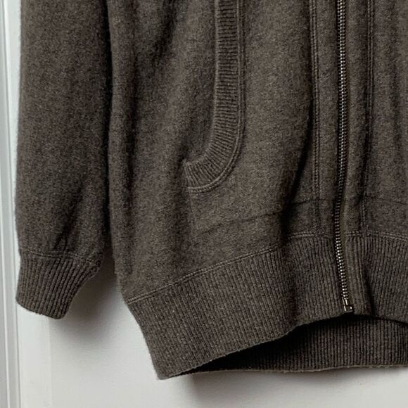 Marc By Marc Jacobs 100% Cashmere Brown Zip Up Sweater Size Medium w floral hood - Picture 6 of 8